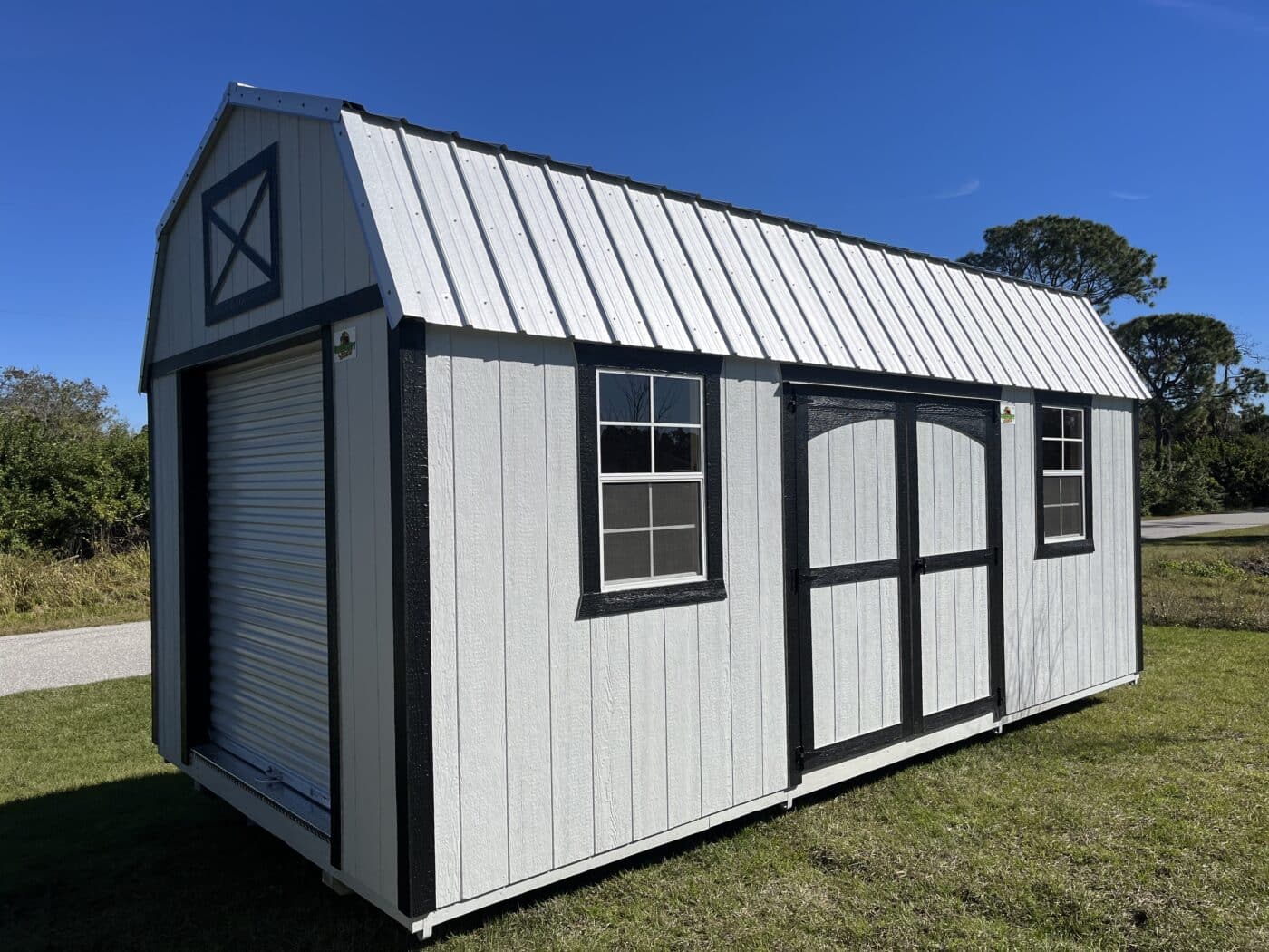 a white 12x20 barn garage shed in florida