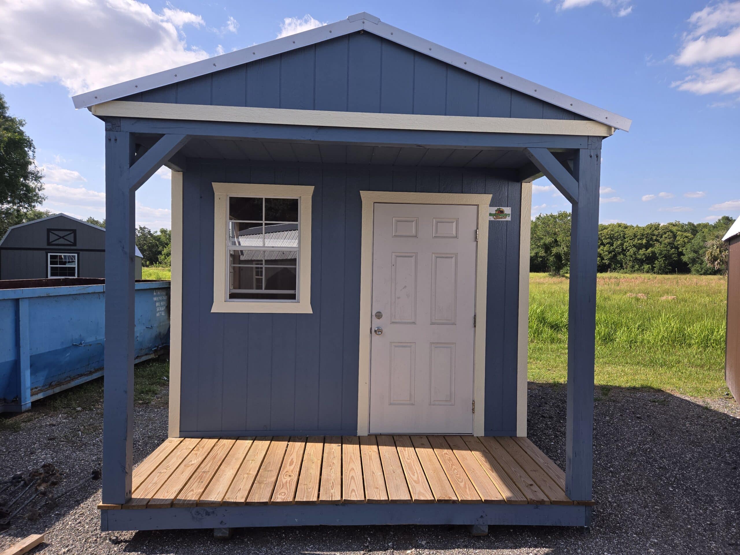 a blue cabin shed in wesley chapel fl